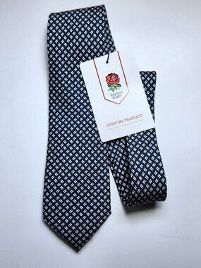 Charles Tyrwhitt England Rugby 100% Silk Blue Geometric Tie NWT Official